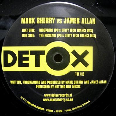 12inch Record MARK SHERRY JAMES ALLAN  Biosphere TOX019 Detox Records 2006 Netherland Dance  Electronica Used