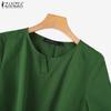 ZANZEA Women Summer V-Neck Solid Color Casual Short Sleeve Dress