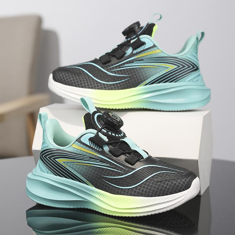 Children's Sports Shoes New Mesh Breathable Boys' Student Running Shoes Lightweight Girls' School Rotating Buttons