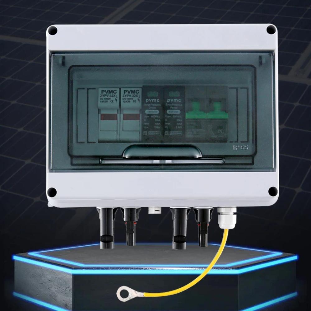 Solar Photovoltaic PV Combiner Box With Lightning Protection 1 In 1 Out DC 600V Fuse MCB SPD Waterproof Box IP65 Wholesale