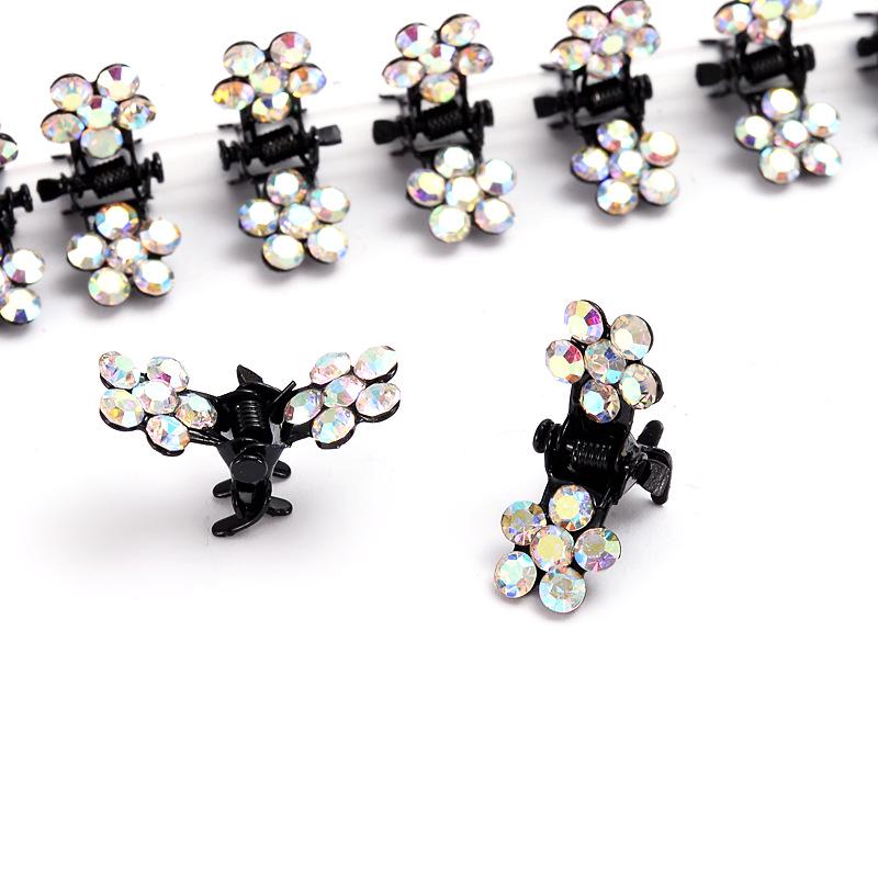 

Простая маленькая заколка-краб со стразами для челки - женский аксессуар для волос 12 pieces