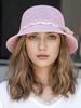 Womens Knitted Wide Brim Straw Sun Hat With Floral Bow Decor