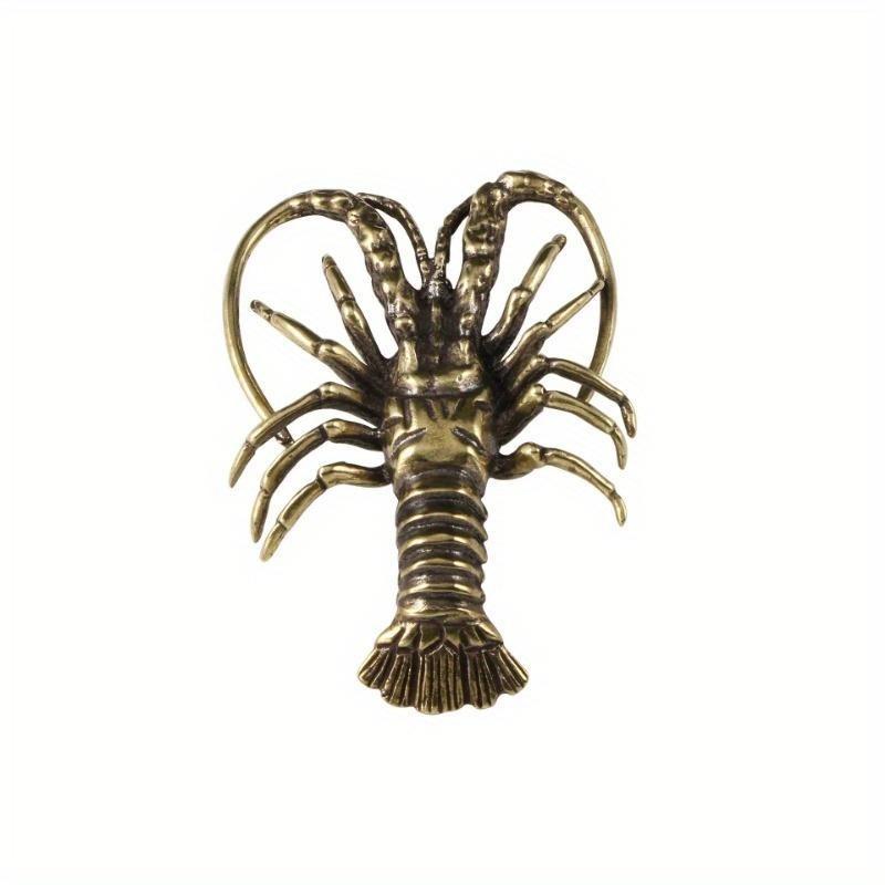 Brass Lobster Figurine Copper Carving Handcrafts Desk Decoration Tea Pet Decorative Souvenir Vintage Home Decor Gift