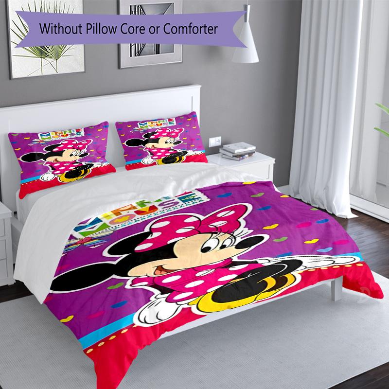 Minnie Mouse Party Decorations 3‑Piece Bedding Set,Soft Breathable Duvet Cover with 12 Pillowcases,Multi‑Scene for Bedroom Dorm,Perfect Holiday Birthd