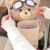 Car Trash Can with Tissue Box Cute Bear Design Plush Doll Waterproof Inner Bucket Car Armrest Organizer Fits Most Center Consoles