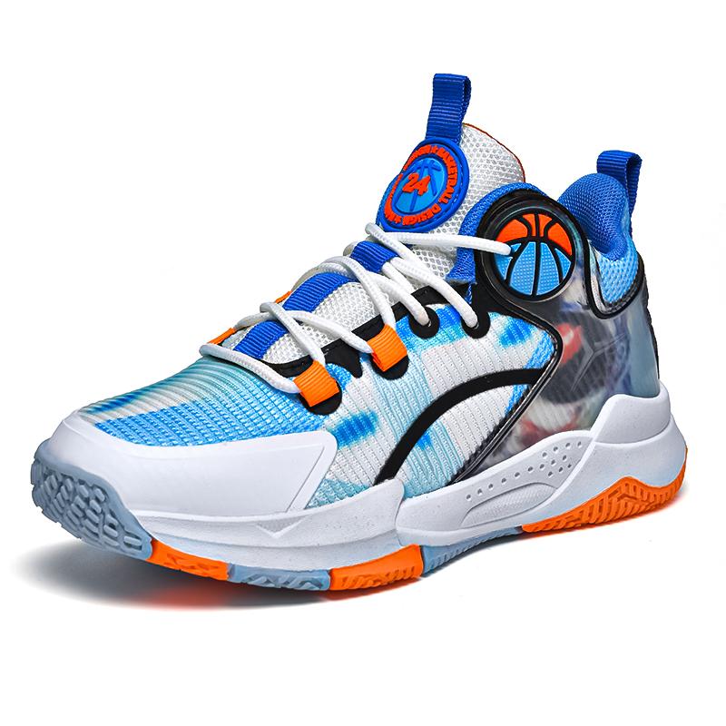 Fashion casual children's shoes Boys' blue ball shoes mesh surface breathable light student sports soft soled running shoes