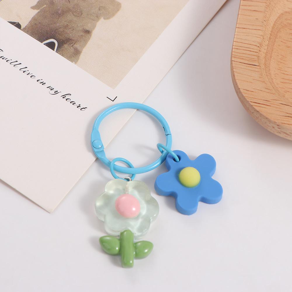 Colorful Acrylic Flower Key Chain Ins Bag Pendant Accessories Gifts Car Pendant Key Ring  Women