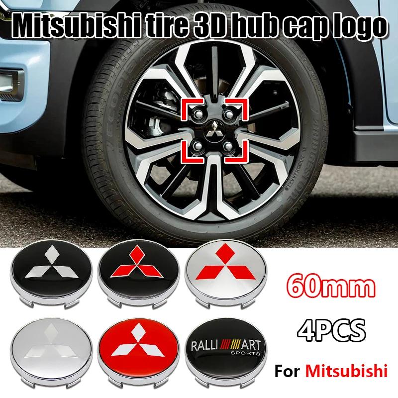 60mm, 4pcs Car Wheel Center Caps: Stickers Specifically Designed for Mitsubishi Pajero, Outlander, XL, Montero, Lancer, Trito