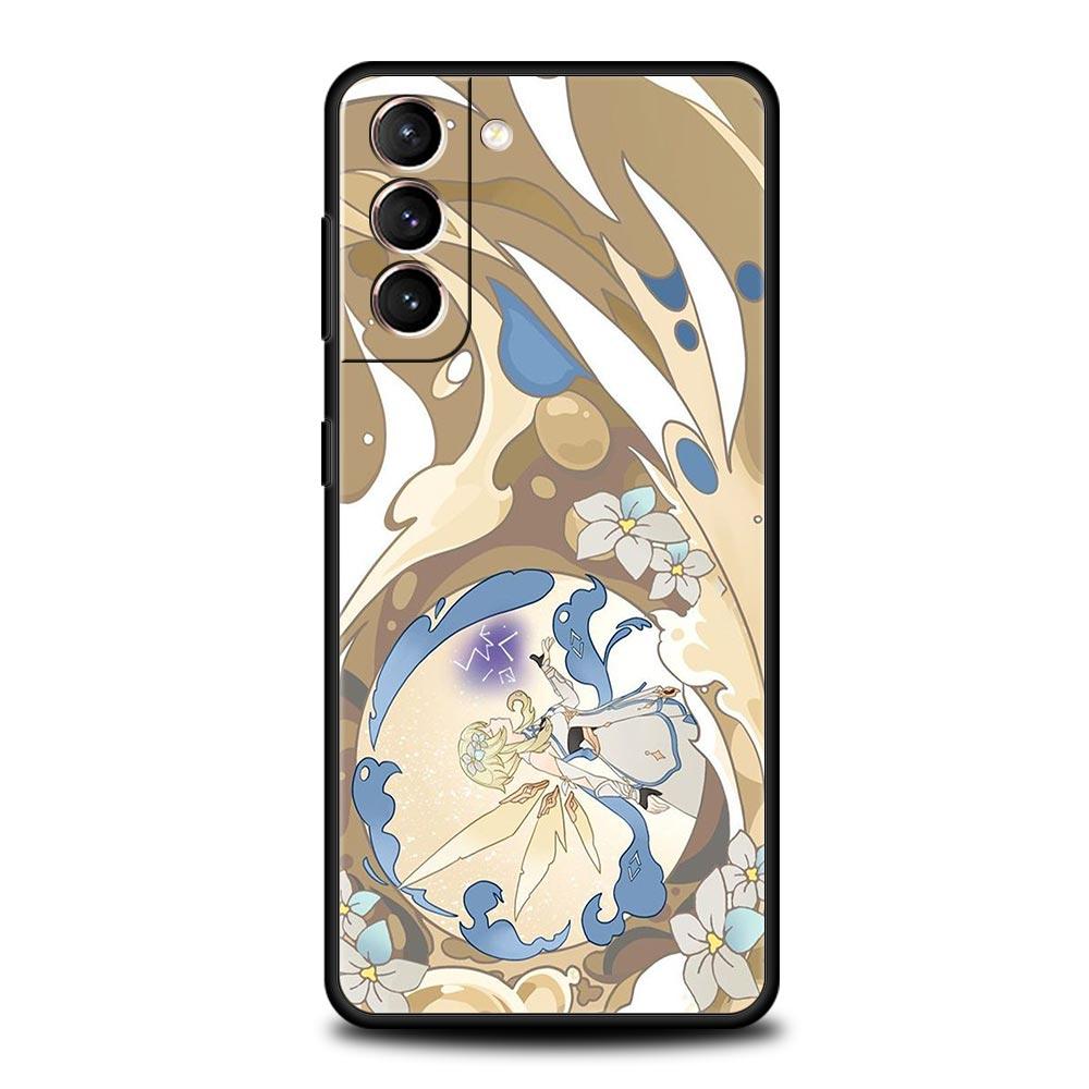 Genshin Impact Cartoon Logo Phone Case For Samsung Galaxy S23 Ultra S22 S21 S20 FE 5G S10 S10E S9 S8 Plus Note 20 Silicone Cover