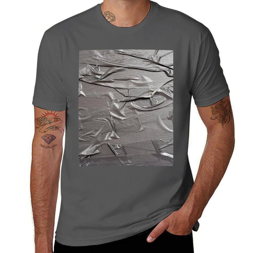 Cotton Printed 100% Shirts Background for Silver Tape T-Shirt T T Shirts Man Duct