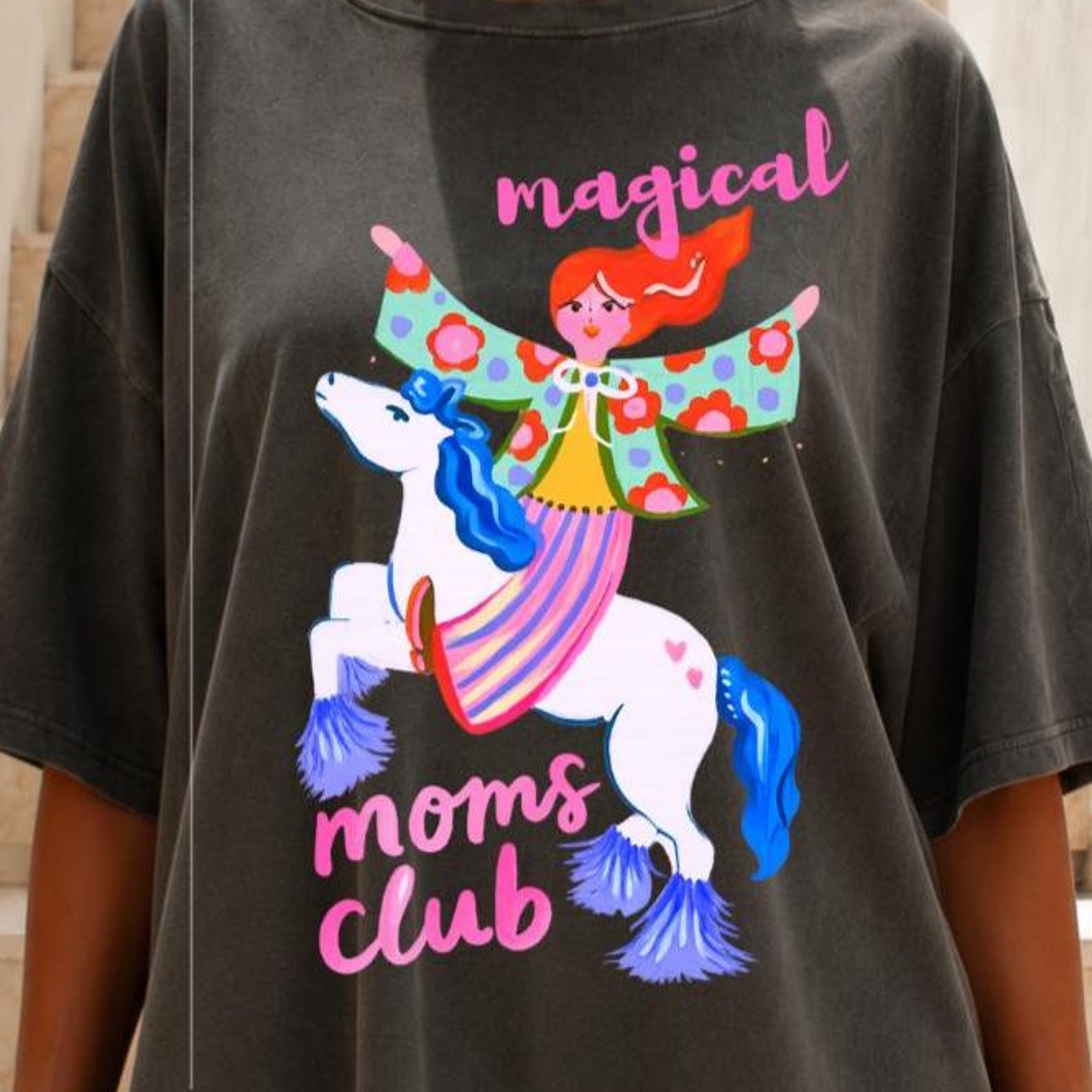 Magical Moms Club Unicorn Shirt, Retro Whimsical Mom Tee, Trendy Graphic Tee 3XL