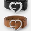 A New Golden Brick-inlaid Heart-shaped Pin Buckle Belt for Women From Europe and America, and A Korean-style Fashionable Jeans Belt