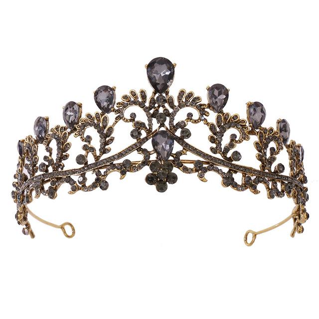 Vintage Hochzeit Krone Braut Kopfschmuck Barock Schwarz Kristall Tiaras Kronen Braut Party Hochzeit Haar Zubehör