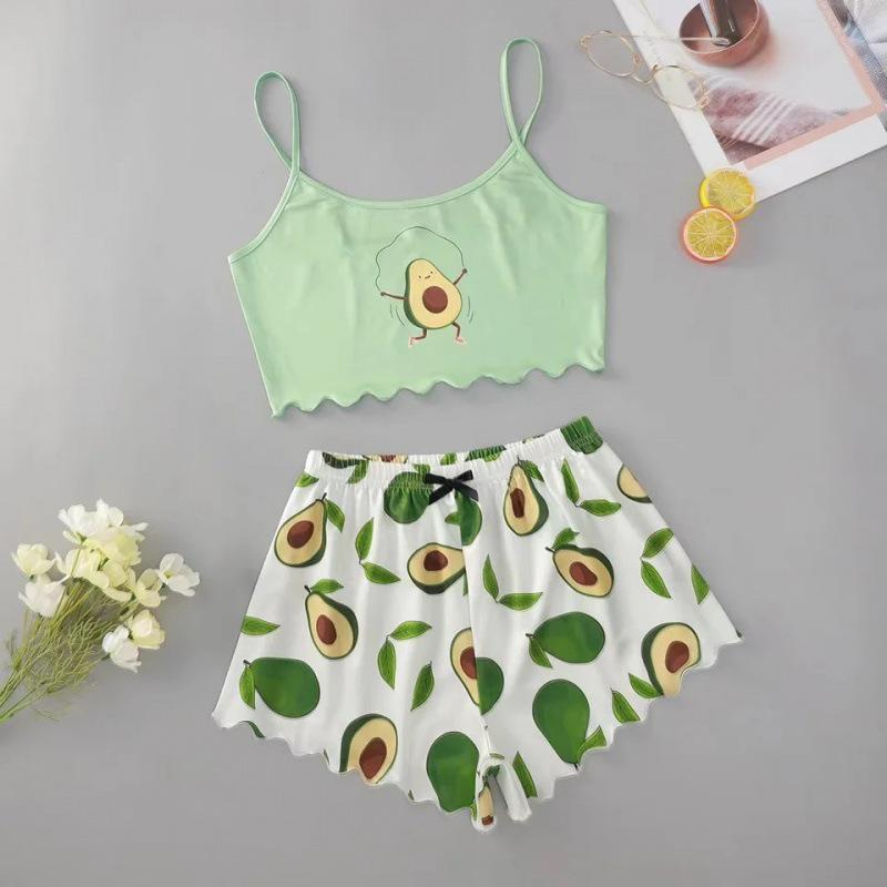 European and American Sleeveless Tank Top & Shorts Two-Piece Pajama Set for Women