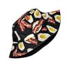 Cartoon Pattern Bucket Hat Eggs Bacon Printing Fisherman Hats Foods Double Sides Panama Cap Caps Summer Outdoor Fashion Sunshade