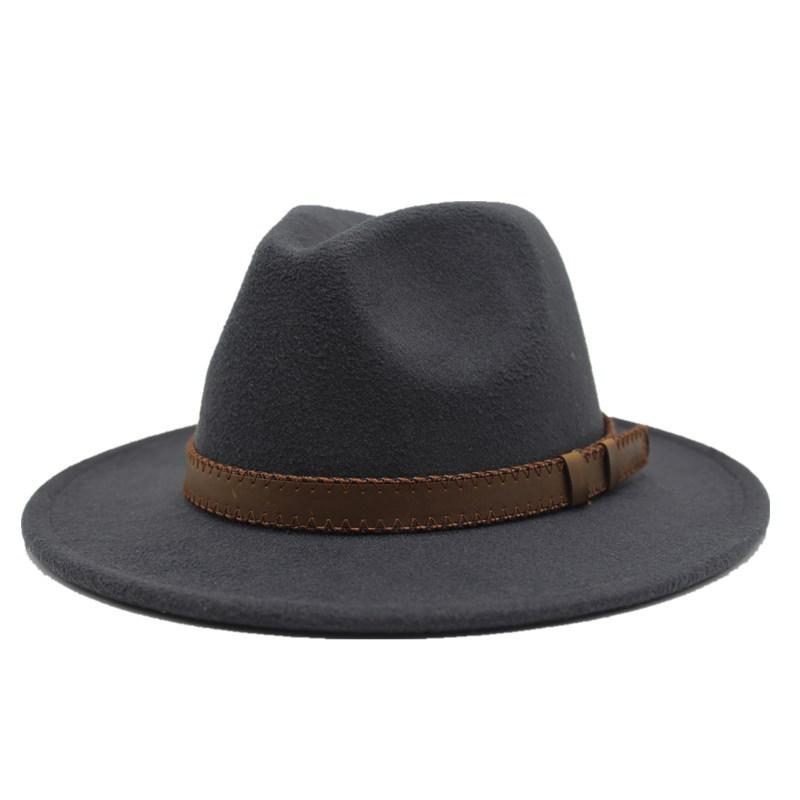 61Cm Large Size Woolen Jazz Hat Top Hat Retro Flat-Brimmed Big Eaves Hat