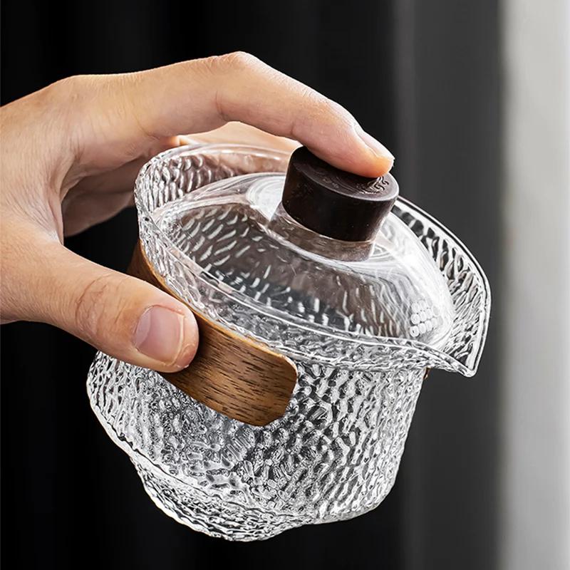 High Temperature Resistance Glass Teapot With Anti-scalding Handle Office Used Tea Cup Transparent Kettle