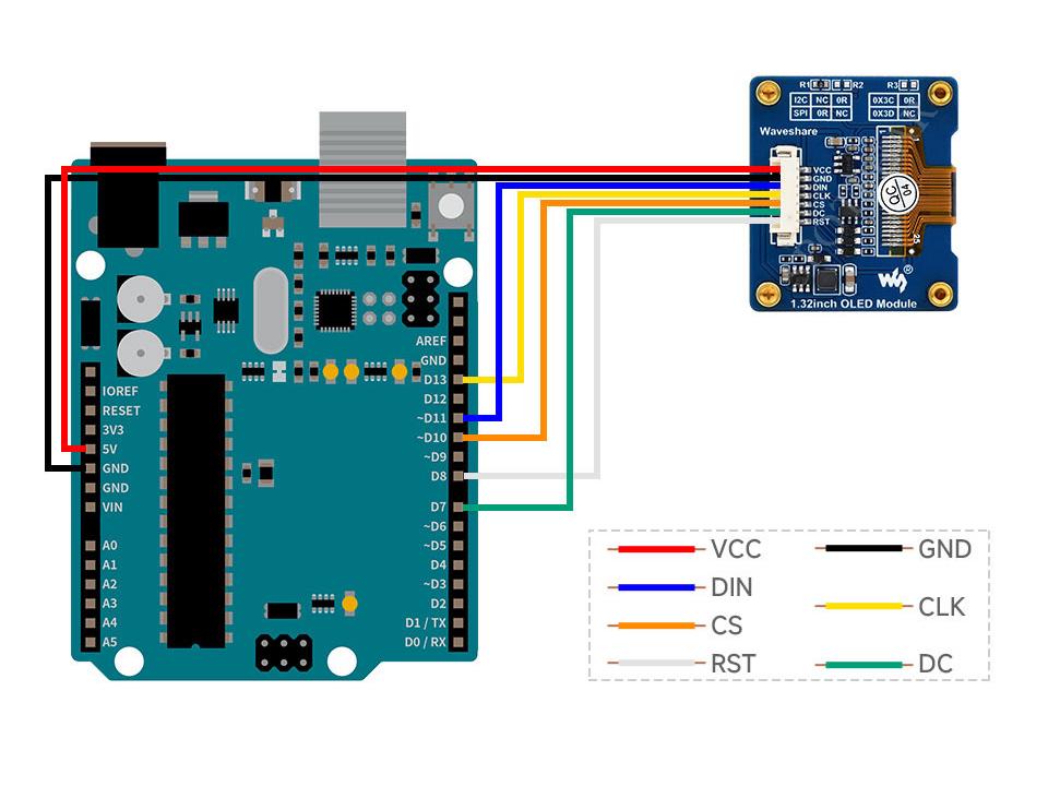 1,32" OLED-Anzeigemodul, 16 Graustufen, 128×96 Auflösung, SPI/I2C-Kompatibilität