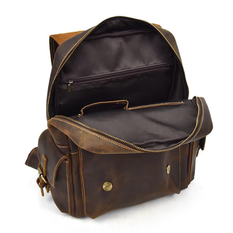 Vintage Crazy Horse Leder Rucksack für Damen und Herren - Echte Leder Reise- und Schultasche