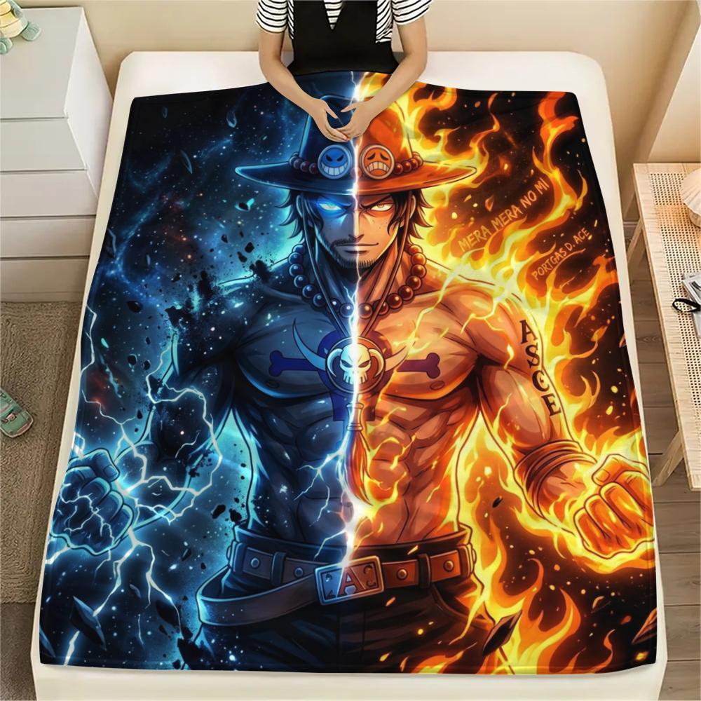 One Piece Poster Flannel Blanket Cute Printed Pattern Great For Sofa Bedroom Chair Bed Picnic Travel -HE64