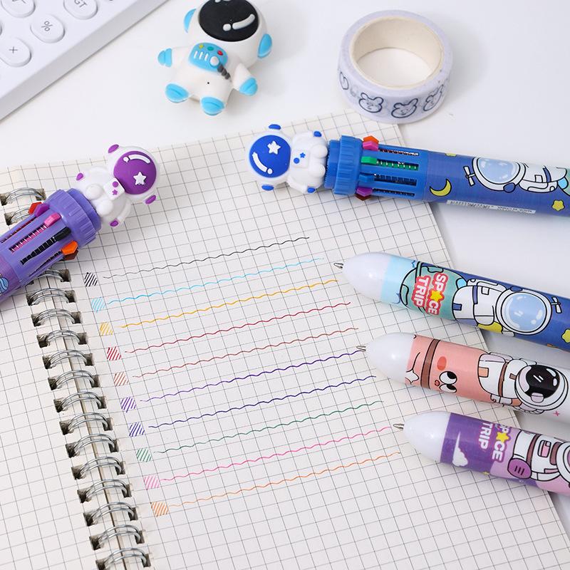 Back To School Season 36pcs 0.7mm Astronaut Ten-color Ballpoint Pen Cartoon Shape Multi-color Hand-door Pen Key Mark Pen Stationery