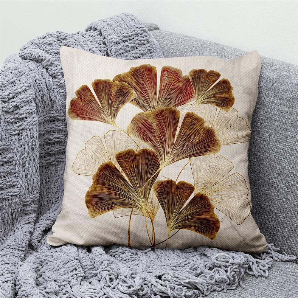Gold Green Printed Pillowcase Car Sofa Home Decor Modern  Ginkgo Leaf  Decorative Cushion Cover