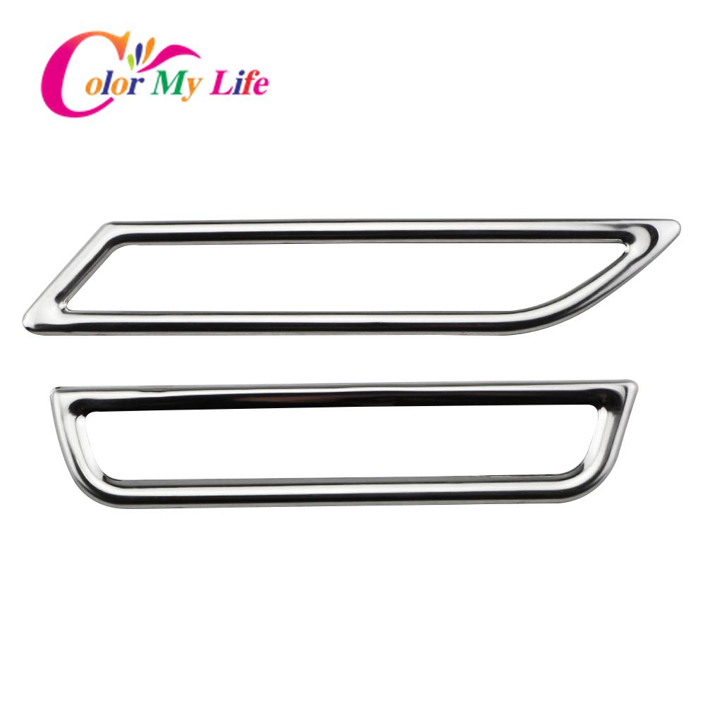 

Color My Life 2 шт./компл. Накладка на воздухозаборник для автомобиля для Volkswagen VW Golf 7 7.5 MK7 MK7.5 LHD 2013 - Вентиляционное отверстие кондиционера Stainless Silver