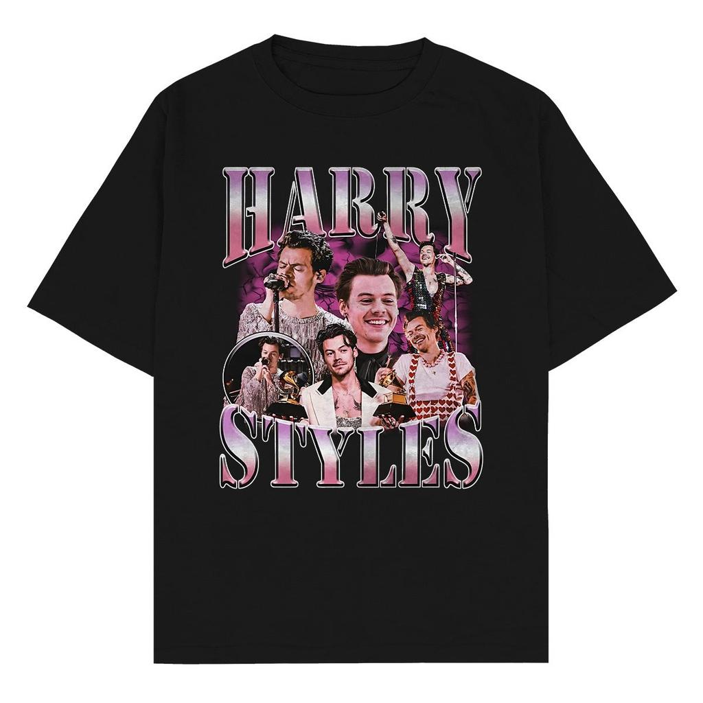 T-shirt Unisex a Girocollo con Stampa Bootleg Vintage di Harry Styles Manica Corta in Cotone Fan Pop Casual Streetwear