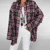 Autumn Fashion Wear Minimalist Loose Lapel Shirt Russian Classic Plaid Long-sleeved Shirt Women's Clothing