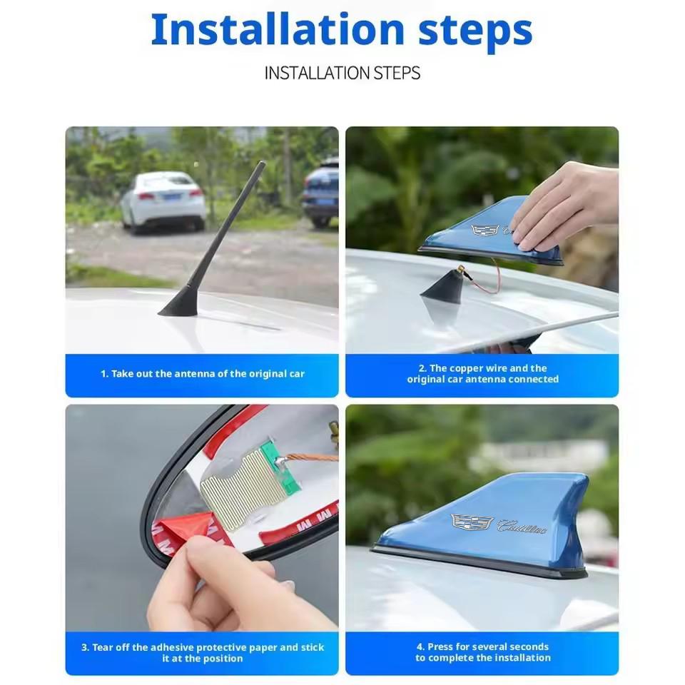 Car Logo Roof Top Shark Shape Fin Antenna Radio Signal Aerial for Cadillac ATS BLS CT4 CT5 CTS ESCALADE EXT SRX STS XLR XT6 XTS