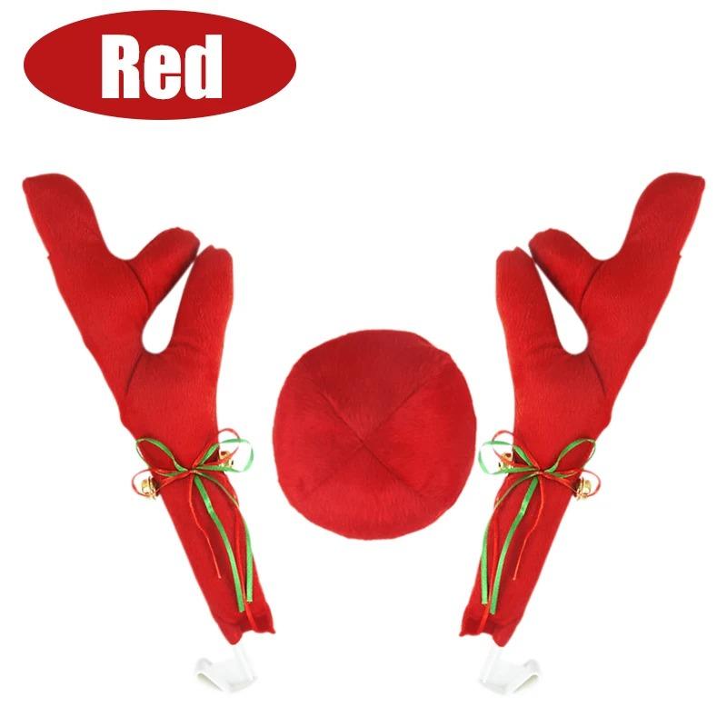1/3/5Pairs Christmas Car Decoration Deer Horn Antlers with Red Nose Tail Holiday Gift Set Car Accessories Pendant 2026