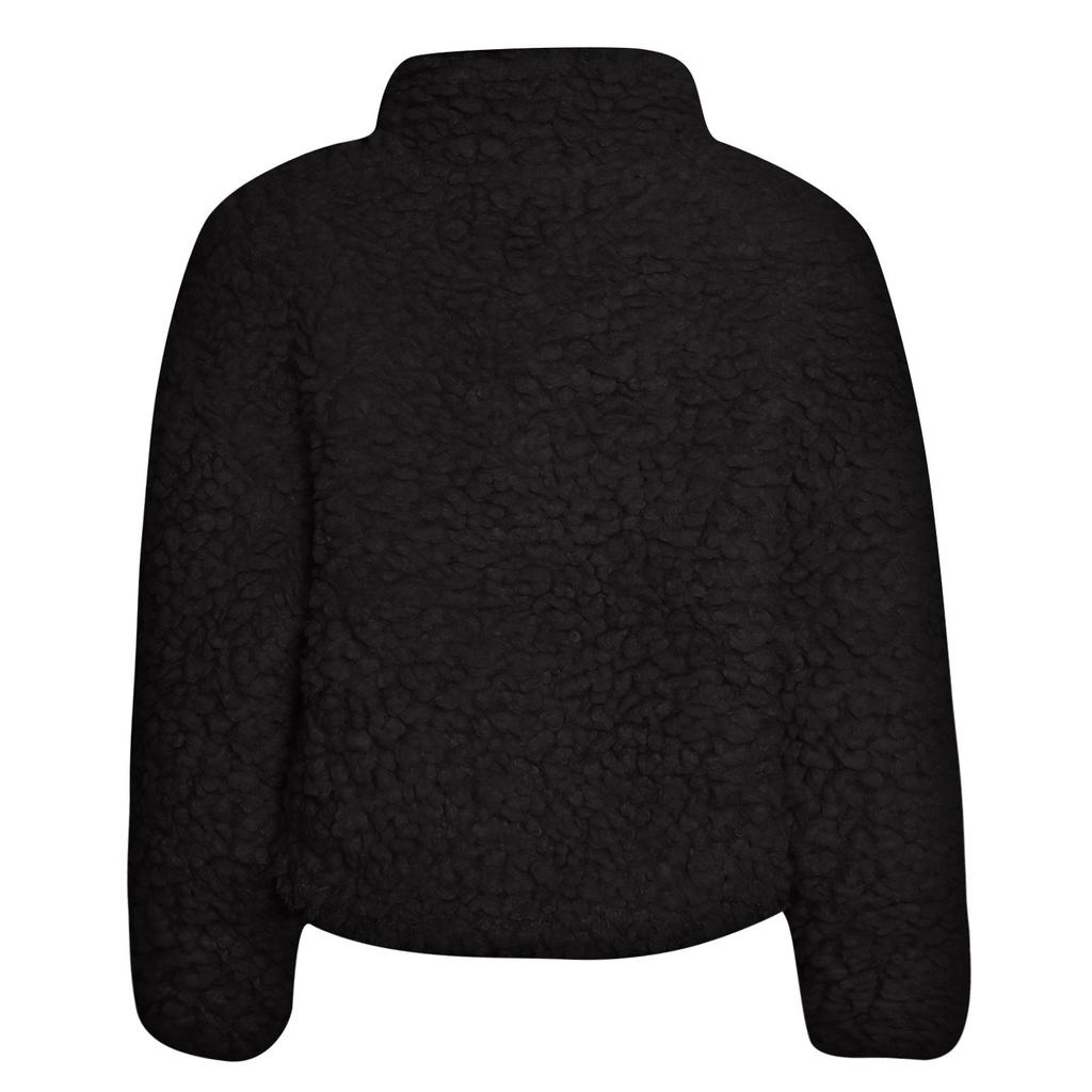 Ladies Casual High-necked Long-sleeved Button Lamb Velvet Casual Jacket Top