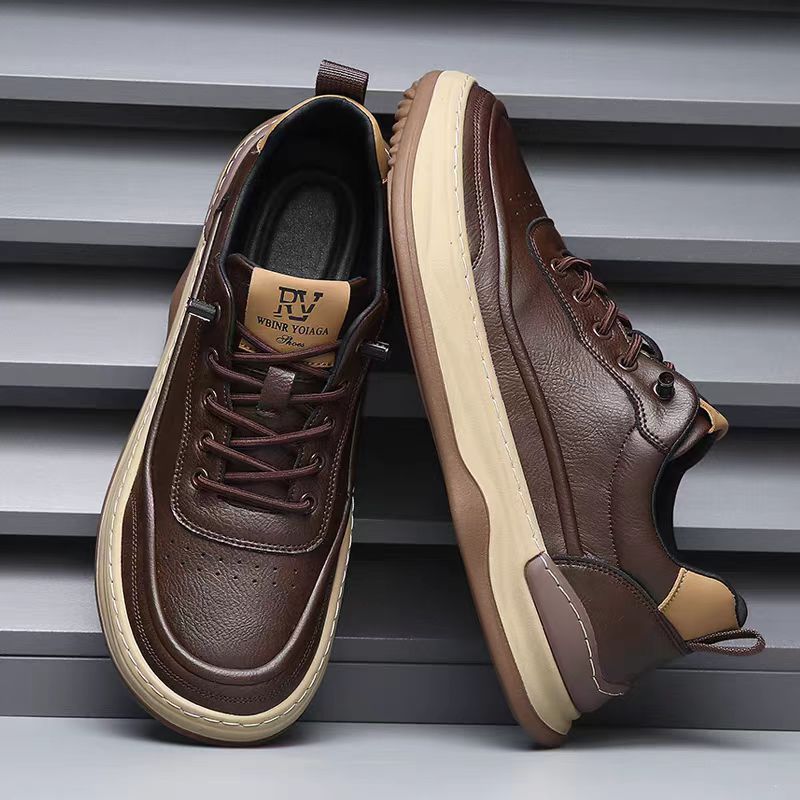 Men's Shoes Trend Versatile Casual Shoes European Station Sports Shoes Men's Fashion Leather Board Shoes Men's New White Shoes