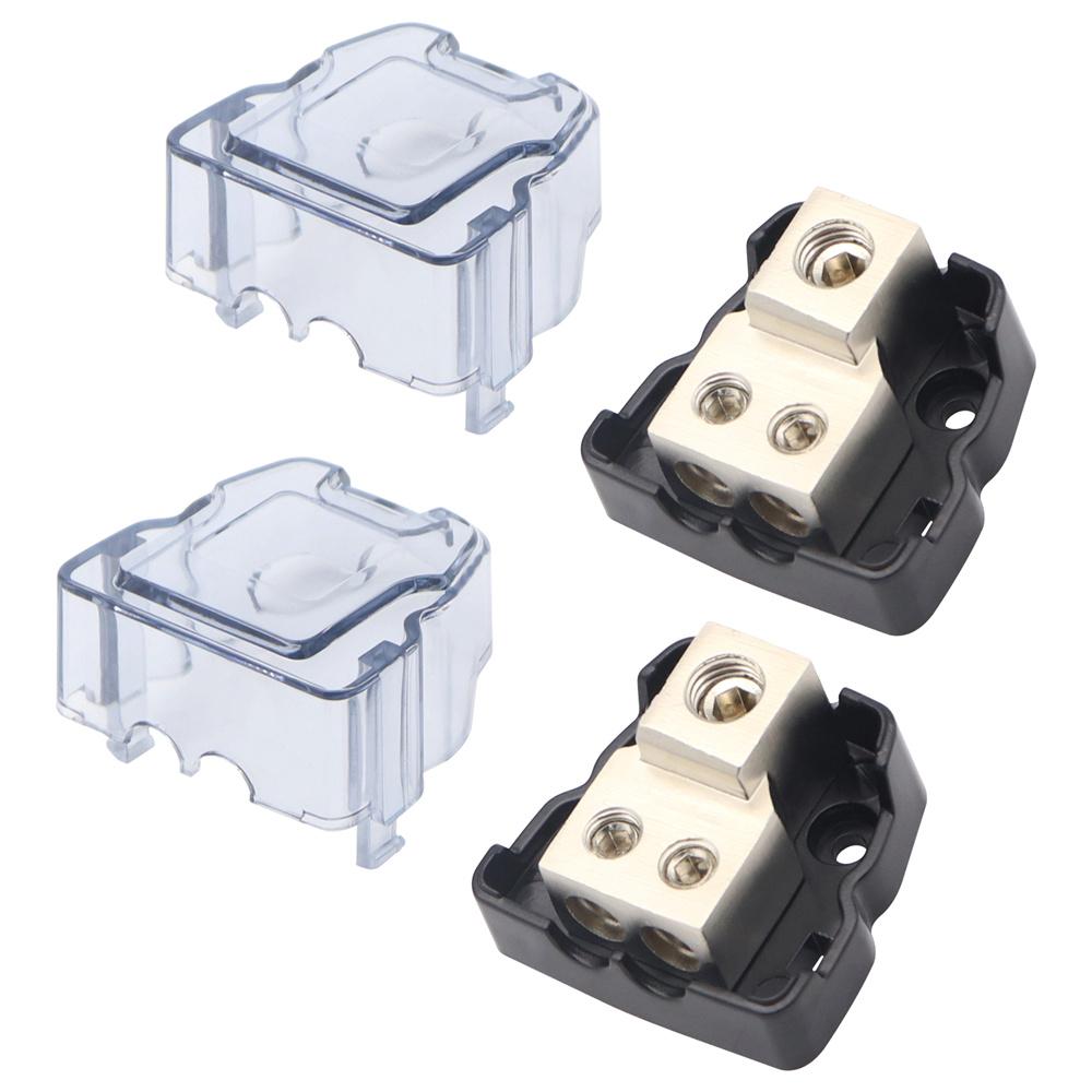 2Pcs Car Audio Amp Power Ground Distribution Block 4 Gauge Input 8 Gauge Output