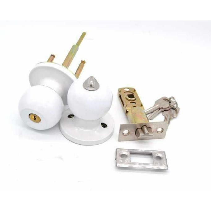 Plastic Steel Door Lock, Three Bar Spherical Lock, Bathroom Door Lock, Three Fork Lock, White Room Door Lock
