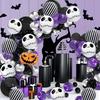 12 pcs 18 inch Halloween Skull Black and White Striped foil Balloons Halloween Dead Ball Party Decoration Balloon Set