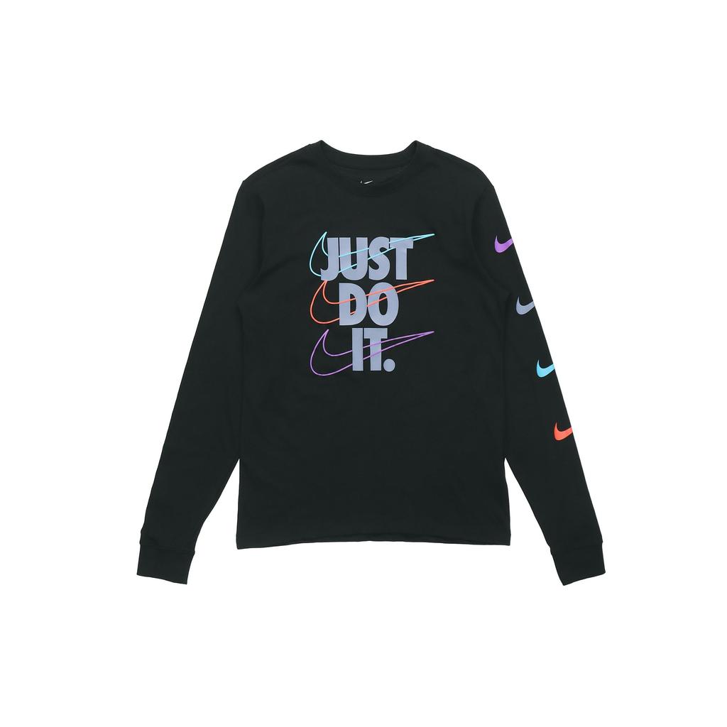 Nike Sport Print Long Sleeve Round Neck T-Shirt Men Tops Black DB6189-010