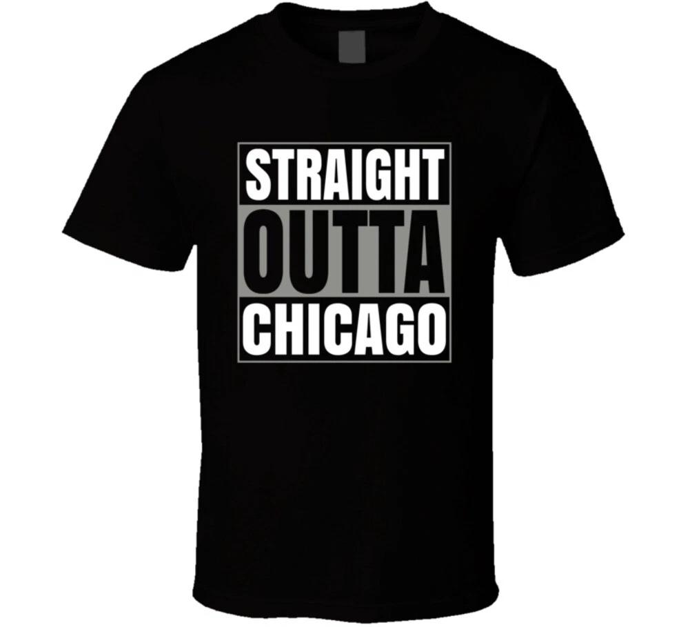 Straight Outta Chicago Funny Windy City Illinois Chi Town Gift Travel T Shirt 3XL