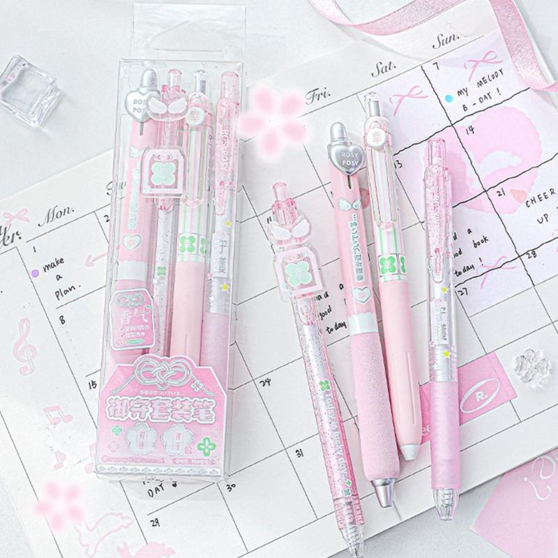 4PCS Ergonomic Handle Gel Inks Pen Refillable Retractable Gel Pen with Plastic Clip 0.5MM Black Inks for Office School