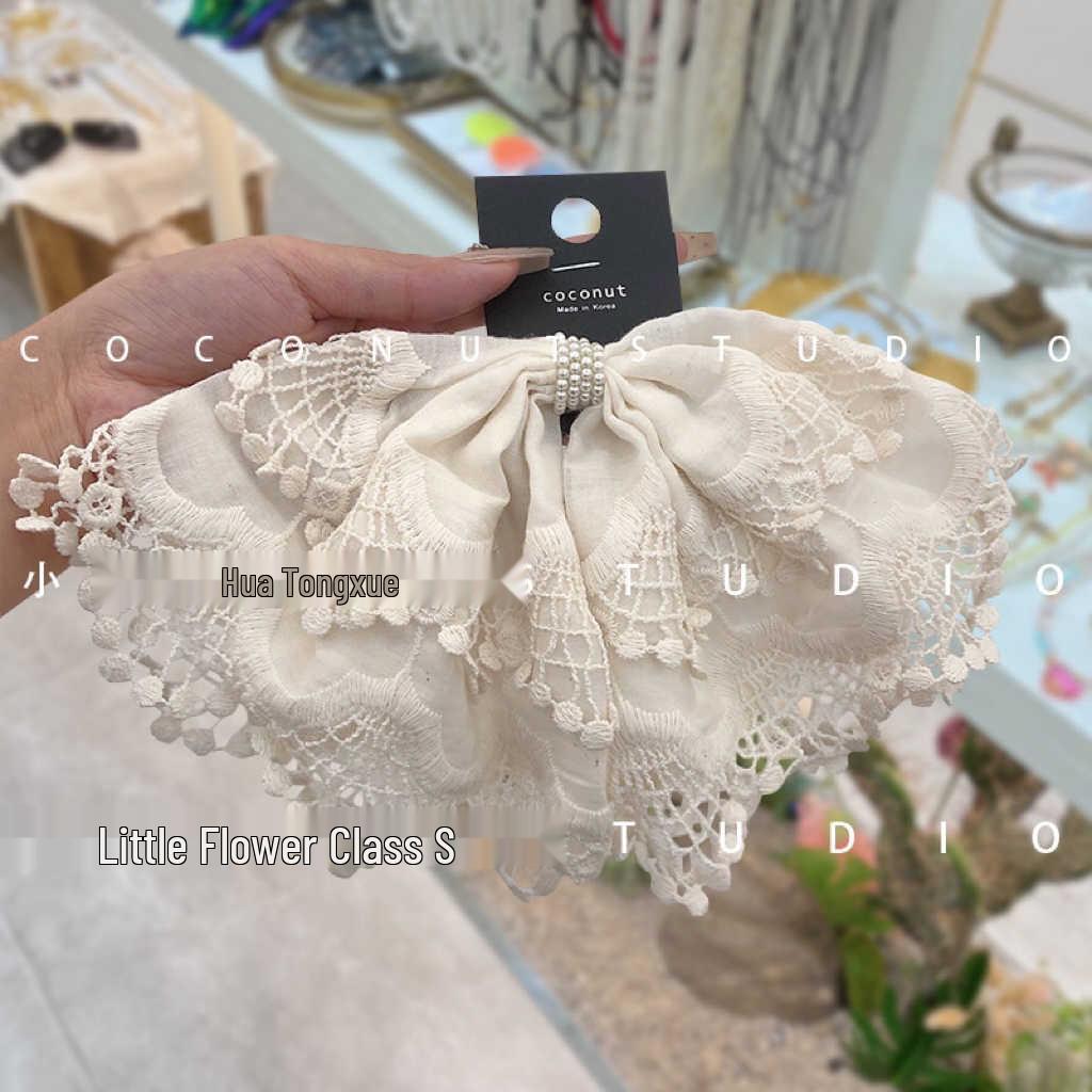 Off-White Crochet Lace Bow Hair Clip – Elegant Women s Accessory 2025