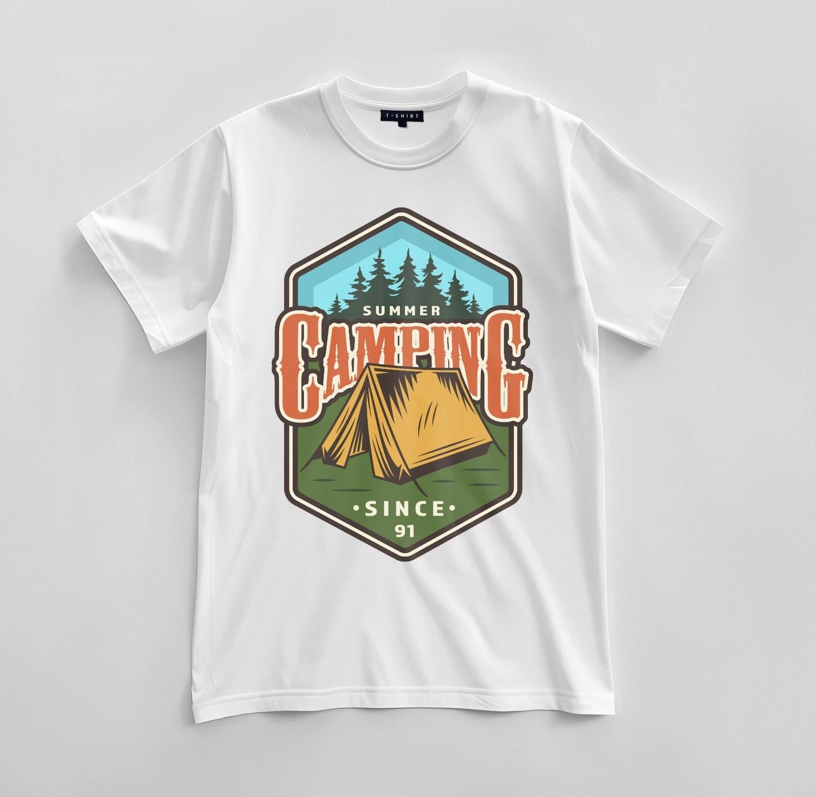 Custom Summer Camping T-shirt Design Unisex Jersey Short Sleeve Tee 4XL