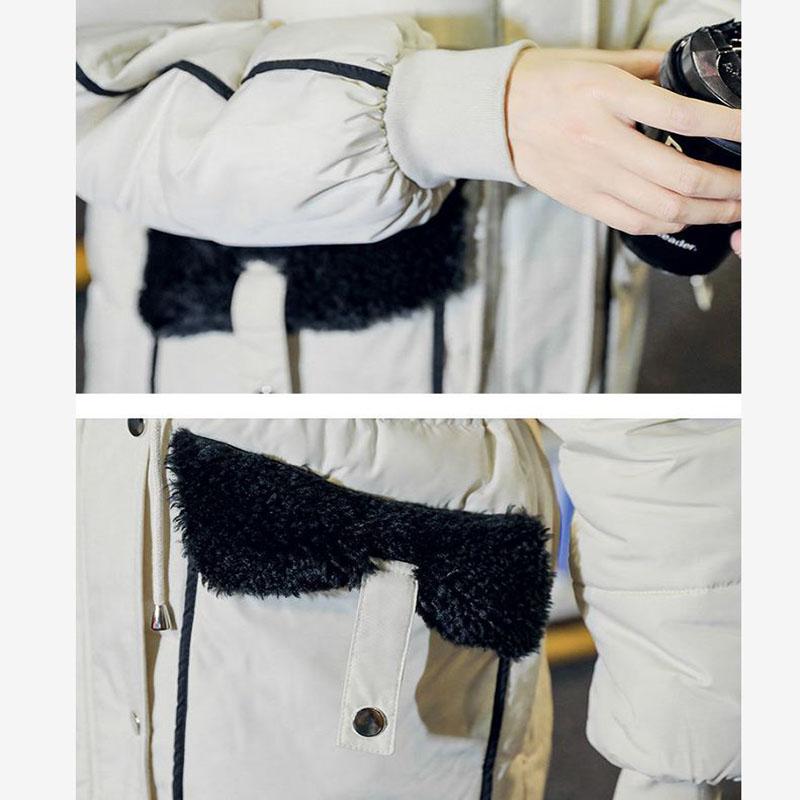 Down Jacket Winter Korean Fashion Big Size Fur Collar Mid-length Hooded Thick Warm Large Size Jacket Suitable for Women