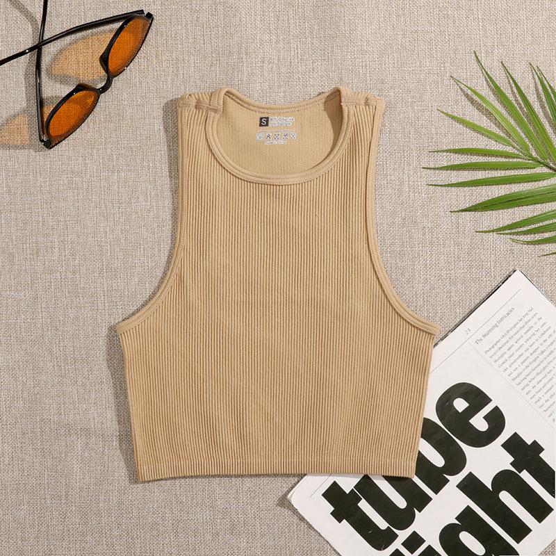 Ribbed Quick-Dry Yoga & Running Sports Bra - Skin-Friendly Nude Finish
