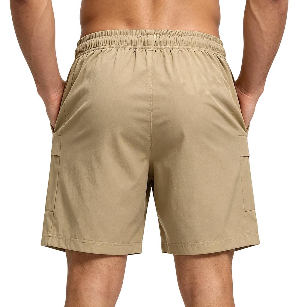 Men's Lightweight Breathable Stretch Athletic Shorts with Elastic Waistband and Multiple Pockets for Outdoor Sports Running Fitness Training