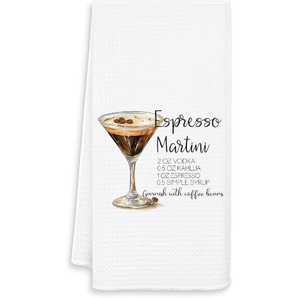 Espresso Martini Gifts Kitchen Towels, Gifts for Cocktail Lovers, Bar Towels for Bartender, Martini Lover Gifts Decorative Dish Towel Drying Cloth