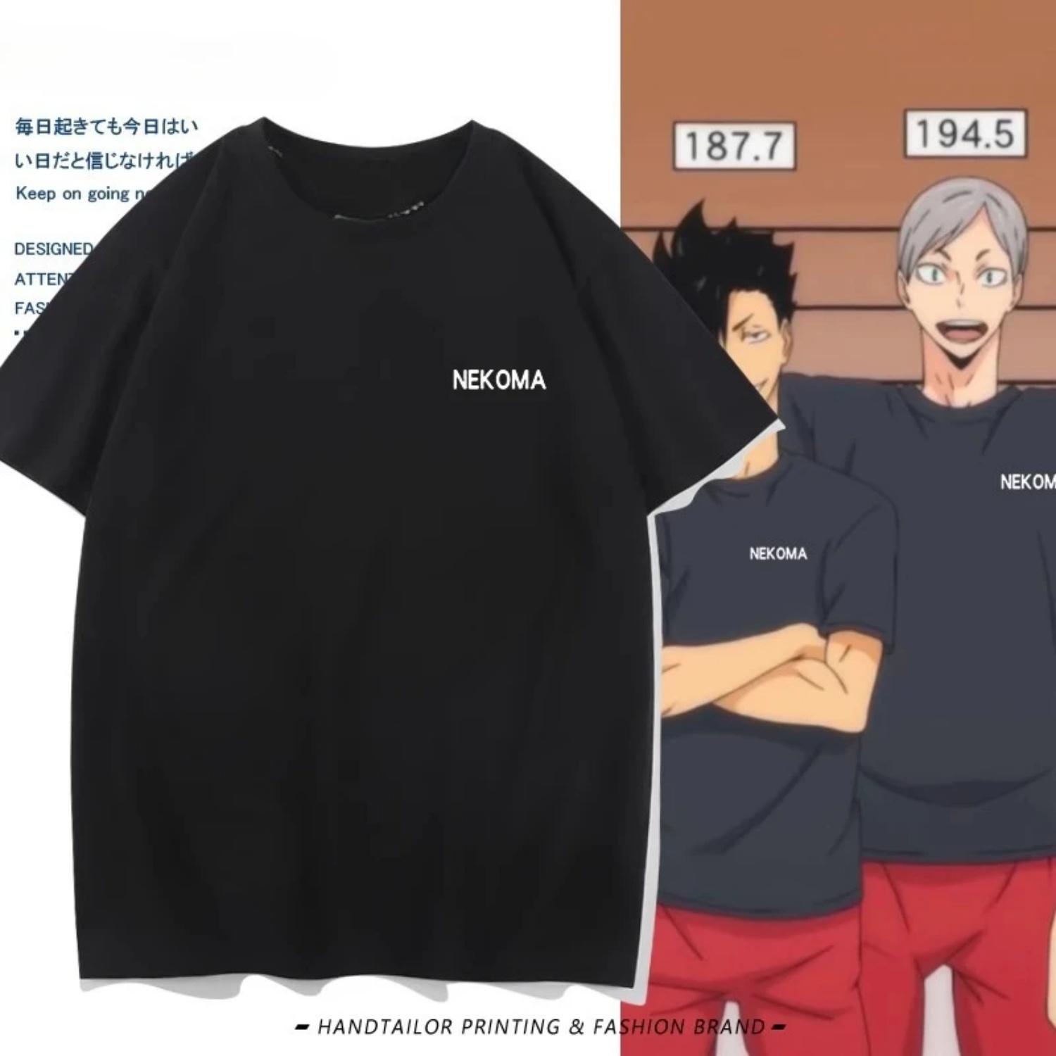 Anime T-shirt Volleyball Nekoma High School Printed Pattern Short Sleeve T-shirt Cotton Printed Top S