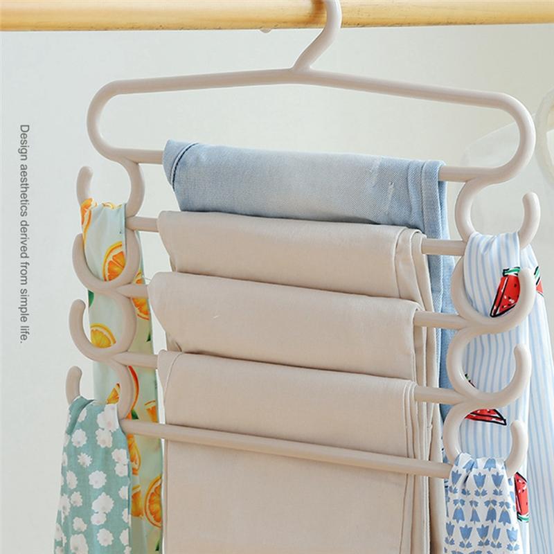 Pants Rack Multifunctional Household Saving Space Multi Layer Trousers Hanger Pants Closet Color Clothes Peg 5 Layers