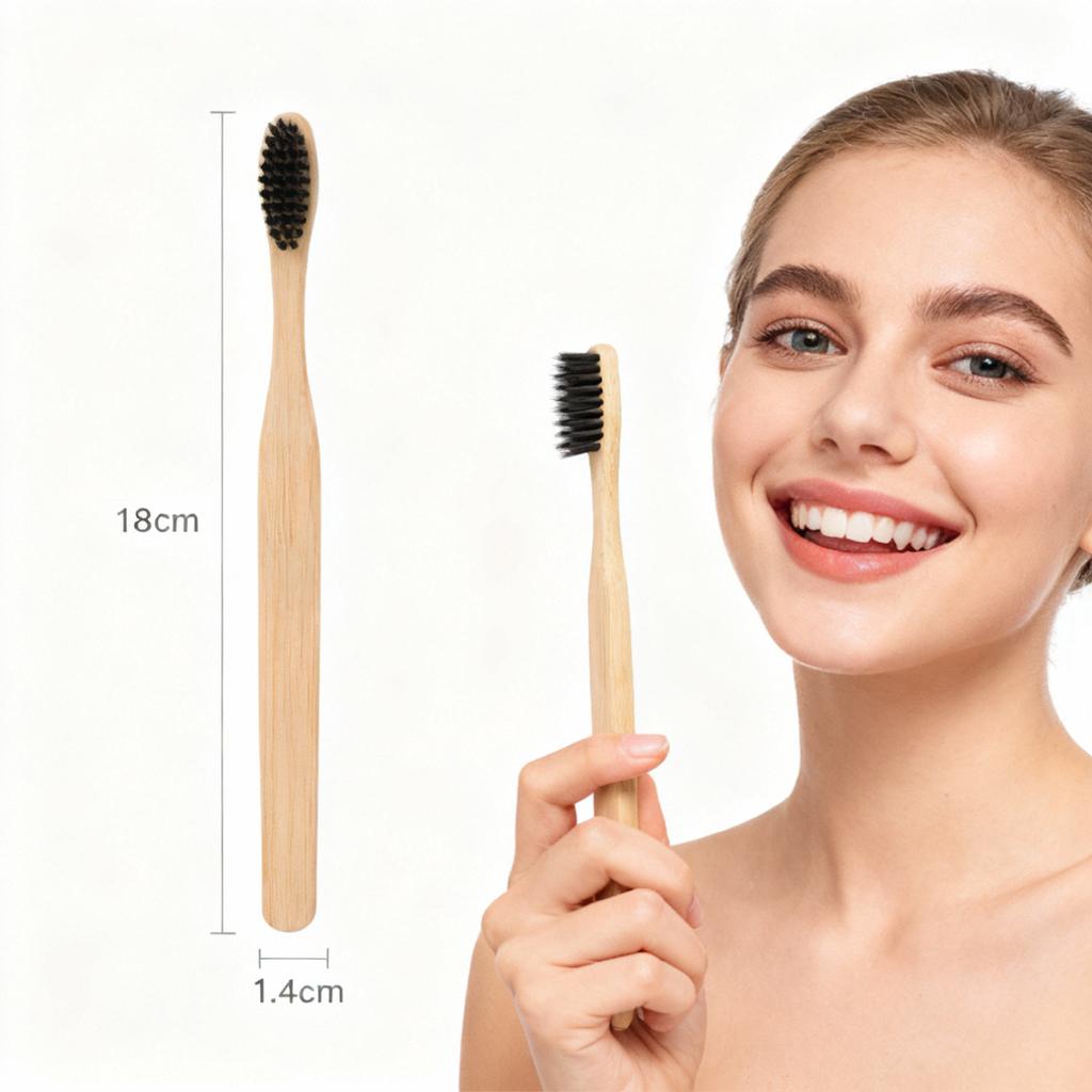 Ready Stock Fast Shipping Eco Natural Organic Biodegradable Square Handle Soft Bristles Custom Logo Bamboo Toothbrush