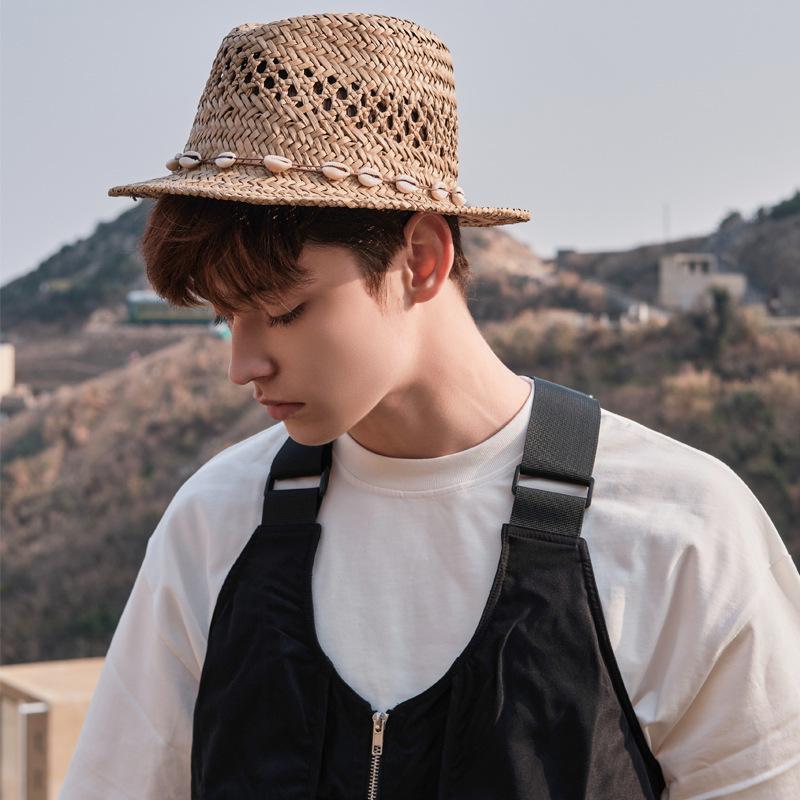

2025 Men s Panama Straw Hat | British Retro Style | UV Protection Jazz Sun Hat single code хаки