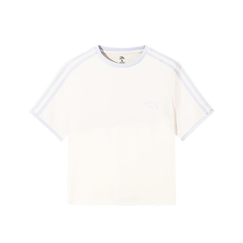 

Anta Удобная Простая Полосатая Универсальная Тонкая Дышащая Футболка с Коротким Рукавом Женские Топы Кукурузно-Белый 162527174-1 L